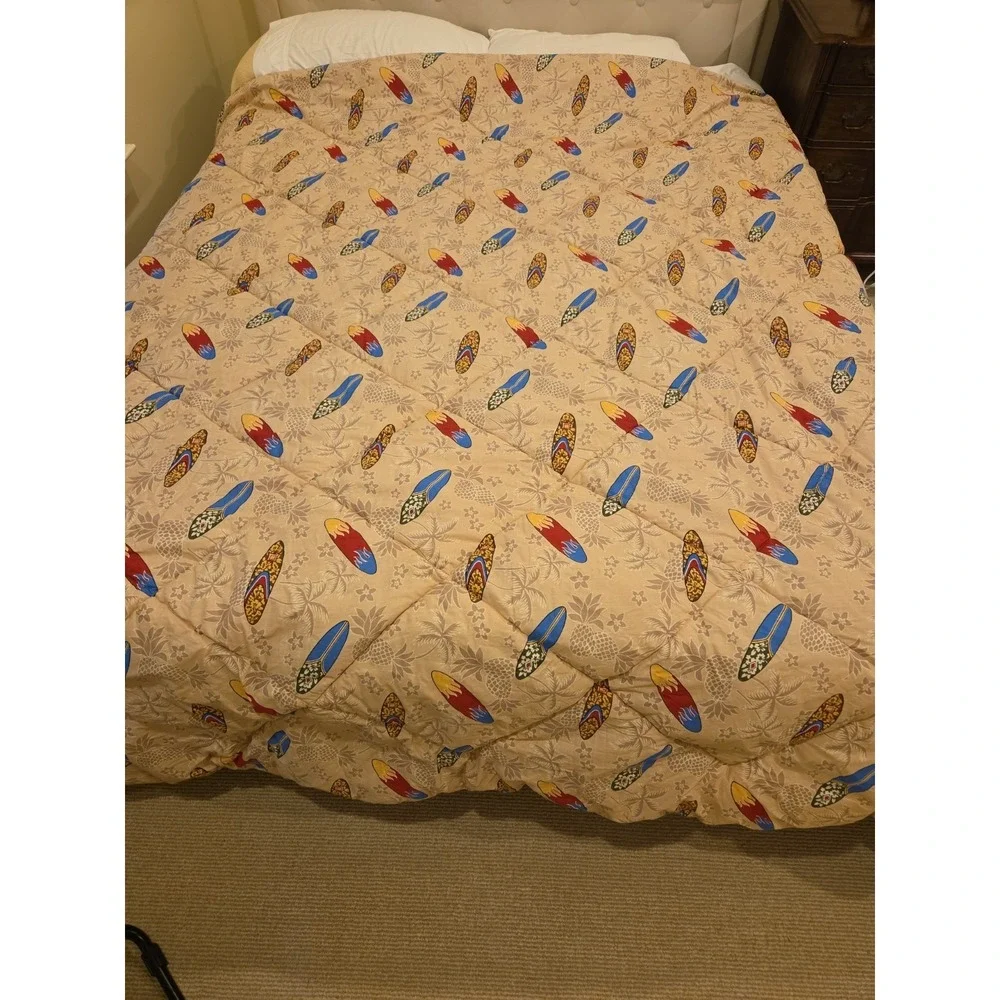 Dean Miller Surf Hawaiian Comforter Palms VW Bug Woody Cars Surfboards Full